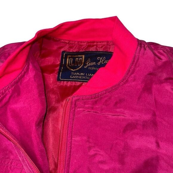 Vintage silk bomber windbreaker jacket men’s sz Med pink full zip - Picture 8 of 8